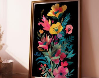 Flower Wall Art - Printable, Digital Download, Wall Art, Print Art, Home Decor, Gift Idea, Botanical, Digital Art