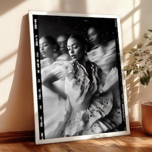 Dancing Woman Photograph - Dance Photography, Latin Dance, Black and White Print, Vintage Poster, Digital Download, Wall Art, Gift Idea