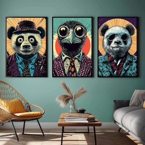 Wild Style - 3 Piece Printable Art Set, Digital Print, Instant Download, Wall Art, Print Art, Animal Art