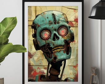 Rust in Peace - Arte imprimible, Arte digital, Descarga instantánea, Arte mural, Arte para imprimir, Retrofuturista, Arte robótico
