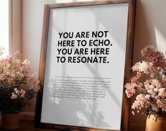 Here to Resonate - Workplace Motivational Quote Wall Art, Office Prints, Decor, Inspirational Poster, Printable, Digital Download, Gift Idea
