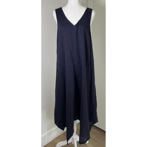 Soft Surroundings Maxi Dress Navy Emiliana Gauze Hanky Hem Cotton Lagenlook XS