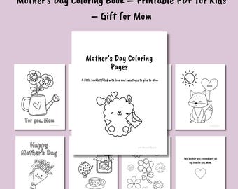 Mother’s Day Coloring Book – Printable PDF for Kids – Gift for Mom
