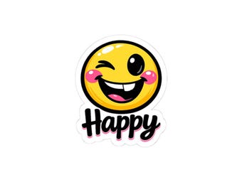 Happy Mood Face Sticker | kawaii minimal, thick outline emoji cartoon