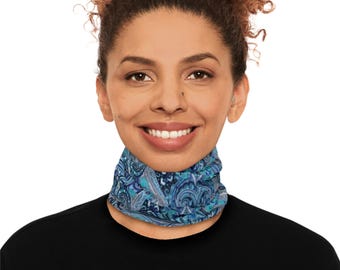Black Abstract Graffiti Neck Gaiter | Geometric Pattern, Monochrome