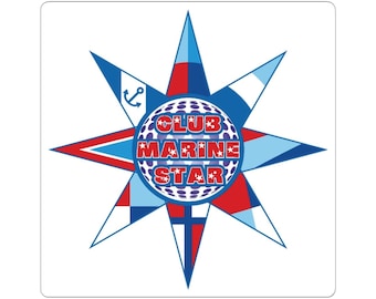 Marine Star Compass Logo Sticker | Nautical Anchor Kiss-Cut Sticker