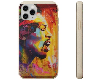 Colorful Jimi Hendrix Portrait Phone Case | Biodegradable iPhone Case