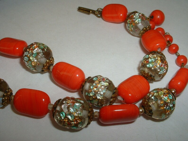 Antique Italian Murano Bead Necklace Multi Colored Foil Glass Etsy