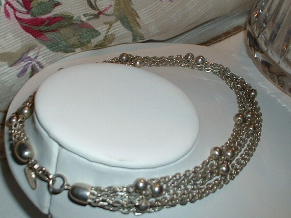 Retro Vintage Anne Klien Necklace Silver Metal Mu… - image 3