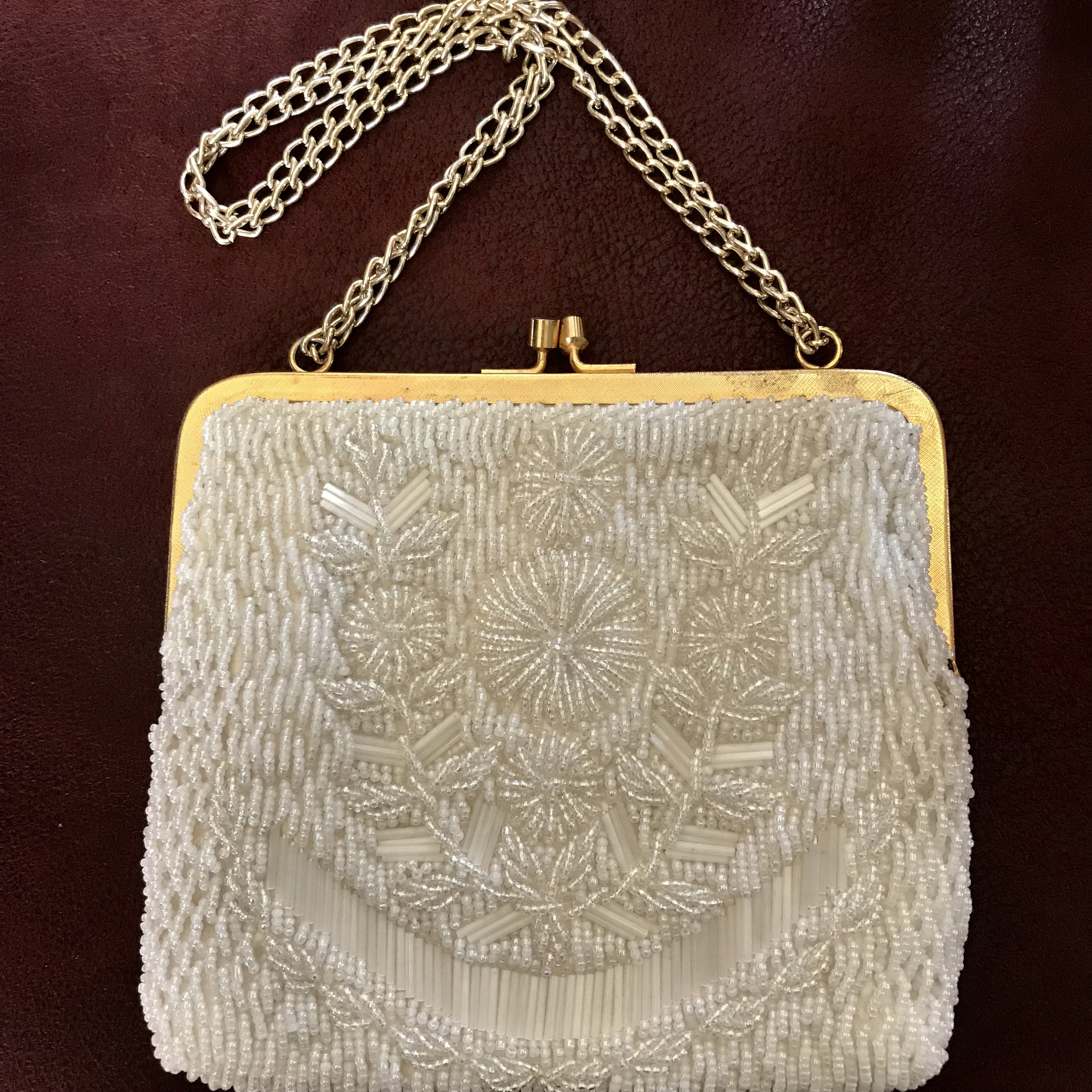 Vintage La Regale LTD Pearl Beaded Evening Bag Purse Handmade in Hong Kong  Beautiful Condition Satin Lined