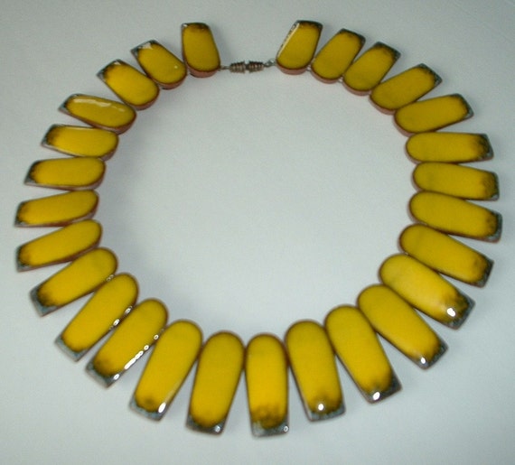 BRONDSTED Denmark Necklace Ceramic Glazed Yellow … - image 1