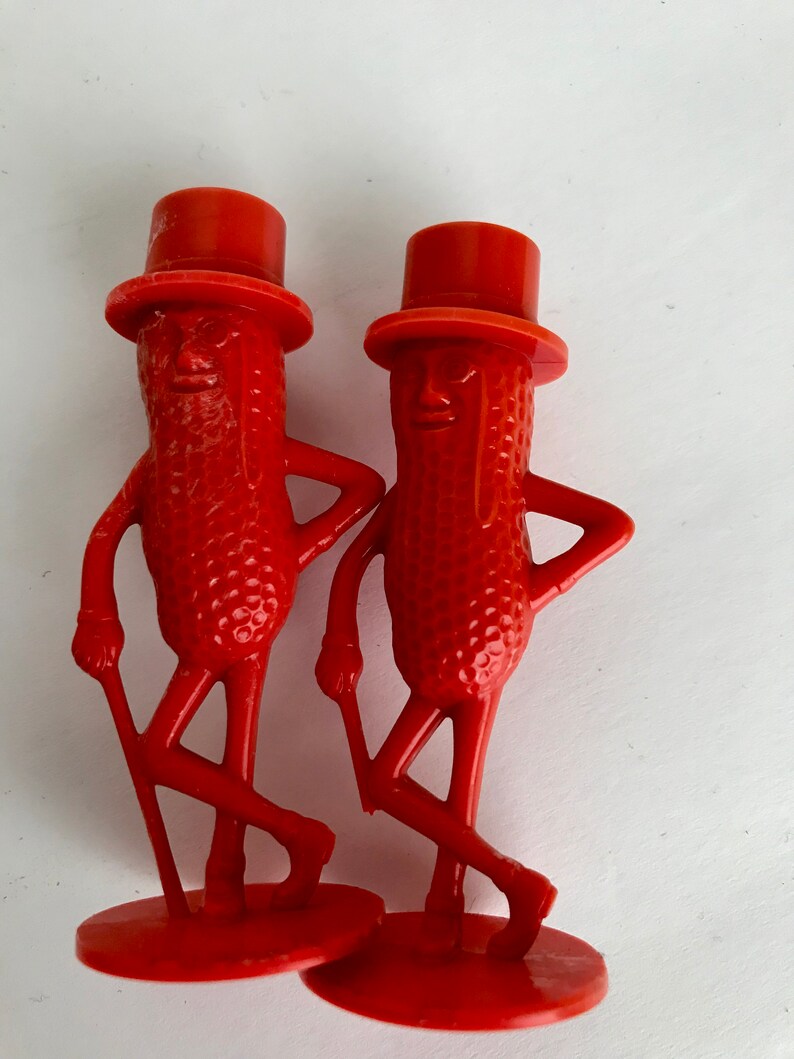 Vintage Red Mr Peanut Salt & Pepper Shakers Plastic Mid - Etsy