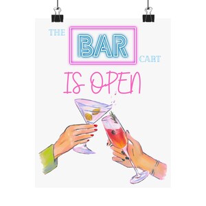 Pôster vertical Bar Cart is Open Matter - Decoração de parede Bar Cart