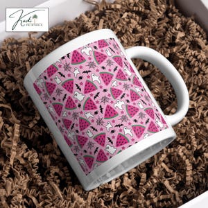 Spooky Pink Watermelon Seamless Pattern: Ghost Horror Clipart (digital ...