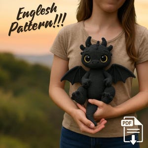 Toothless Crochet Pattern | Night Fury Crochet PDF | Nightfury Crochet | Crochet Pattern Toothless | Toothless Plush | Kids Toy Pattern