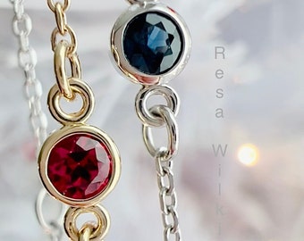 Ruby or Sapphire Minimalist Bracelet 14k