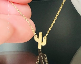 Mini Saguaro Cactus Necklace 14k Gold