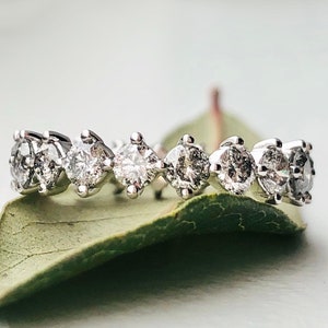 Salt and Pepper Diamond 1.87 Carat Eternity Band 14k White Ready to Ship image 2