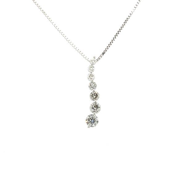 Grey and White Diamond Journey Necklace White Gold Ombre Style