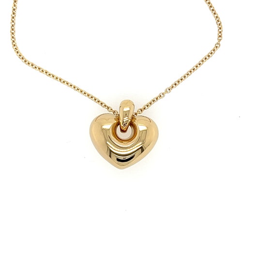 Puffy Heart Shape Necklace 14k Yellow