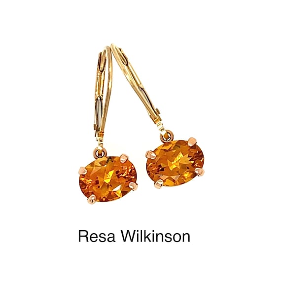 Sale Oval Citrine Rose Gold Dangle Earrings Horizontal Set Fair Trade Gemstones