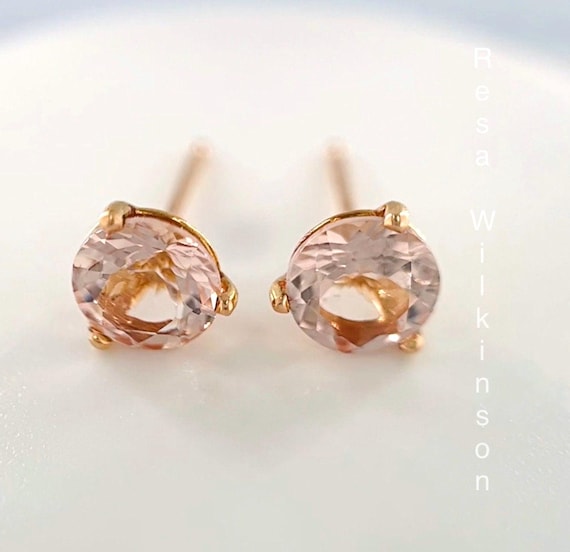 Martini Style Morganite Stud Earrings 18k Rose Gold Martini Style on Sale