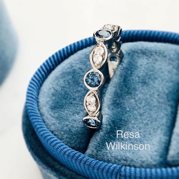 Malawi Sapphire and Diamond Platinum Anniversary Band