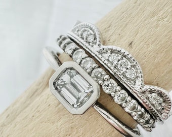 Diamond Arches Stackable Band White Gold
