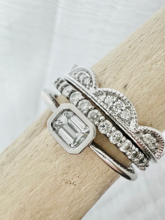 Diamond Arches Stackable Band White Gold