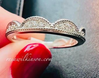 Diamond Arches Stackable Band White Gold
