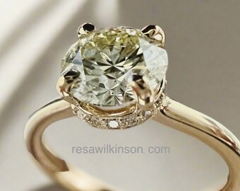 Natural Champagne Diamond 1.04 Carats Hidden Halo Engagement Ring