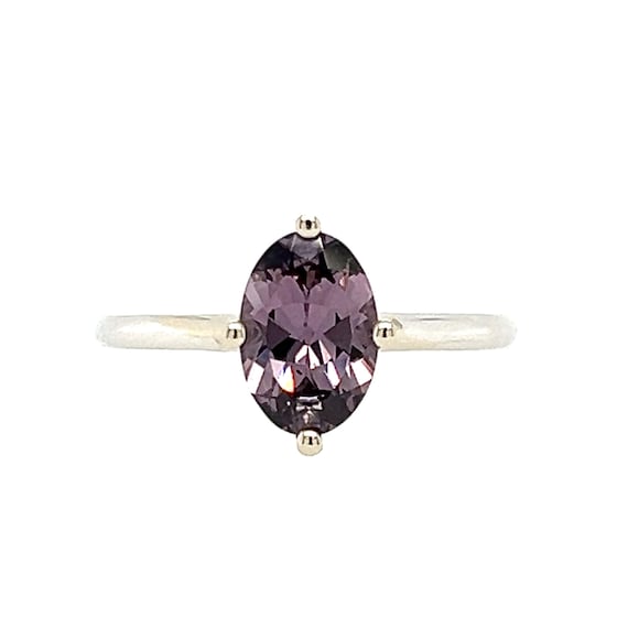 Oval Purple Spinel Engagement Ring North South East West Prongs 14k White