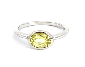 Oval Yellow Sapphire Solitaire Ring East West Setting