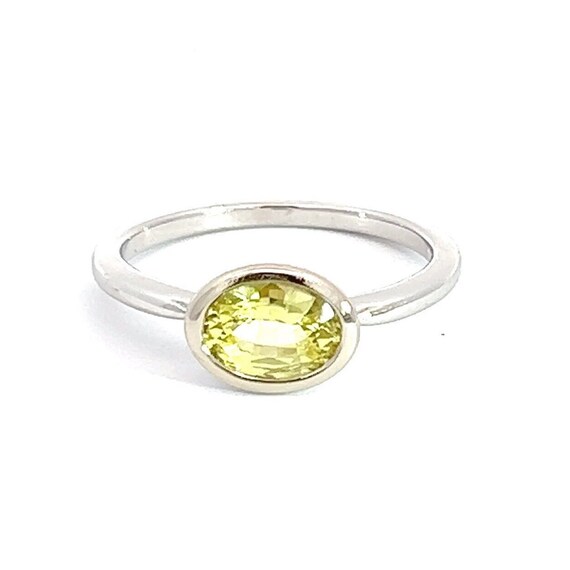 Oval Yellow Sapphire Solitaire Ring East West Setting