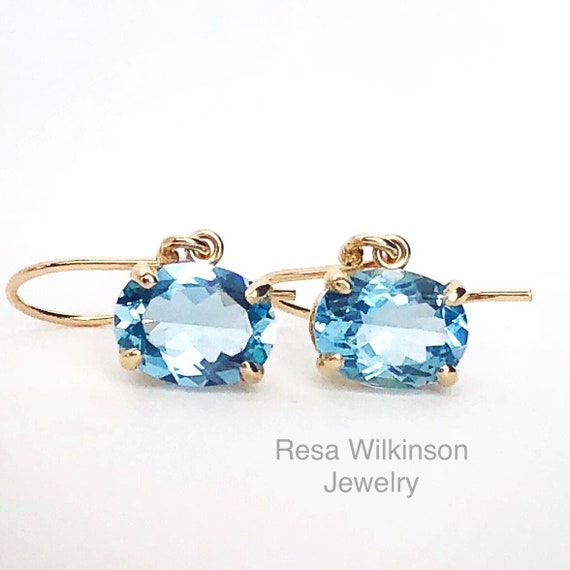 Rare Mozambique Aquamarine Earrings 14k Yellow 2.03 Carats