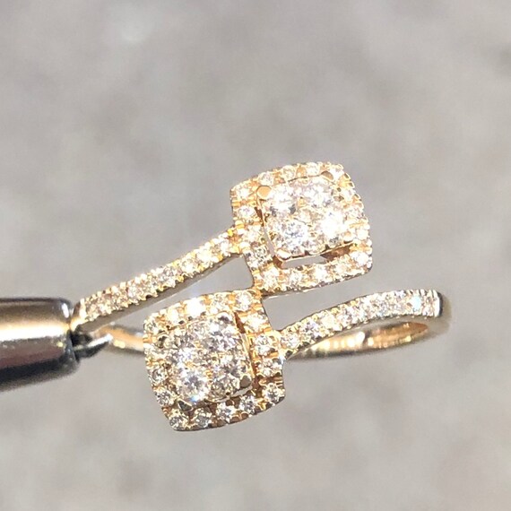 Diamond Side by Side Cluster Ring 14k Yellow