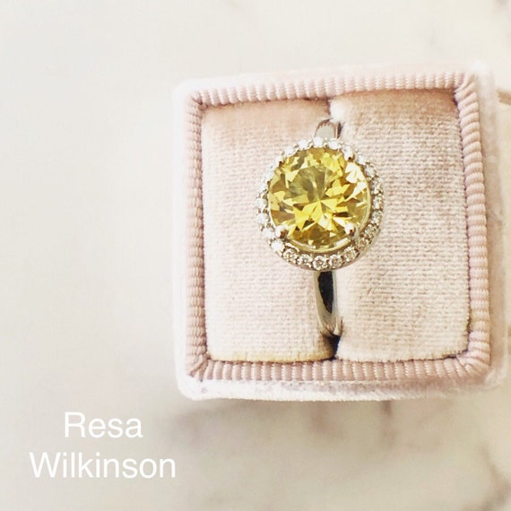 Natural Heliodor Golden Beryl Halo Engagement Ring