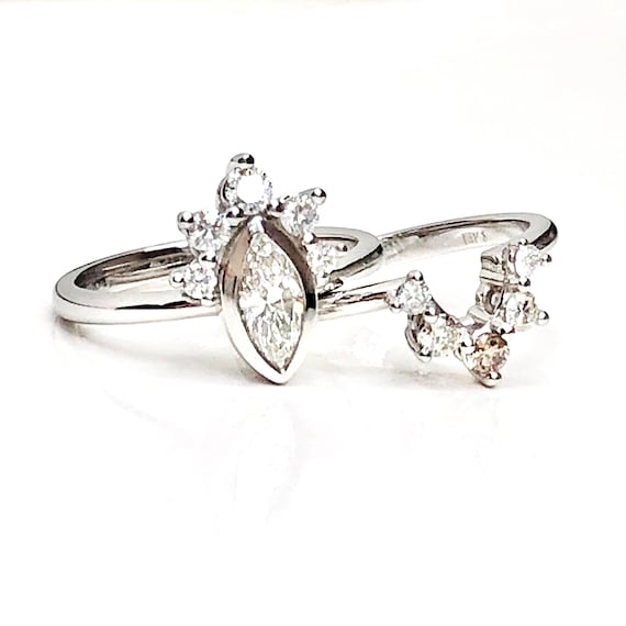 On Sale Marquise Diamond Engagement Ring with Matching Band