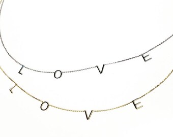 Love Block Letter Necklace Select your Gold Color