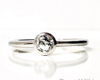 Gray Diamond Stackable Ring Bezel Set 14k White