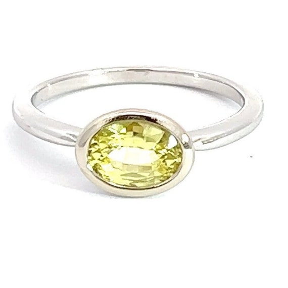 Oval Unheated 1.09 Carat Yellow Sapphire East West Set Solitaire Ring On SALE