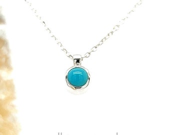 Minimalist Turquoise Necklace Adjustable Sterling Silver