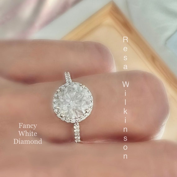 Fancy Icy White 2.04 Carat Natural Diamond Halo Engagement Ring