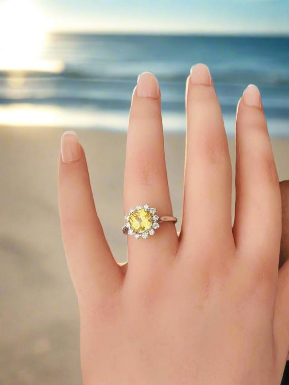 Natural Unheated Two Carat Sapphire Diamond Halo Ring