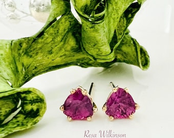 Ruby Stud Earrings Triangle Shape