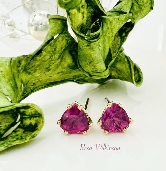 Ruby Stud Earrings Triangle Shape