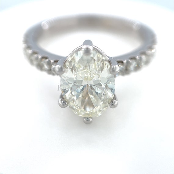 Oval Natural Diamond Engagement Ring 2.07 Carats Ready to Ship