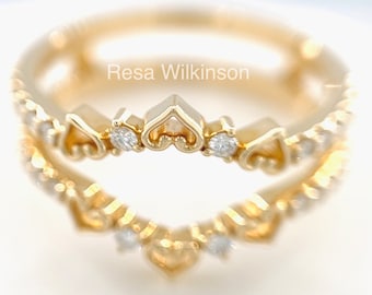 Natural Diamond Heart Ring Guard 14k Yellow