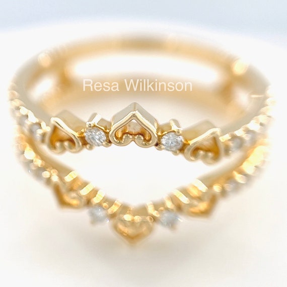 Diamond Heart Ring Guard 14k Yellow