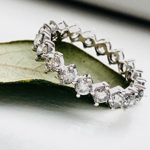 Salt and Pepper Diamond 1.87 Carat Eternity Band 14k White Ready to Ship afbeelding 3